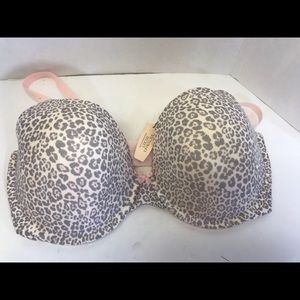 Victoria Secrets NWT 38DD Push Up Bra Pink Lepard